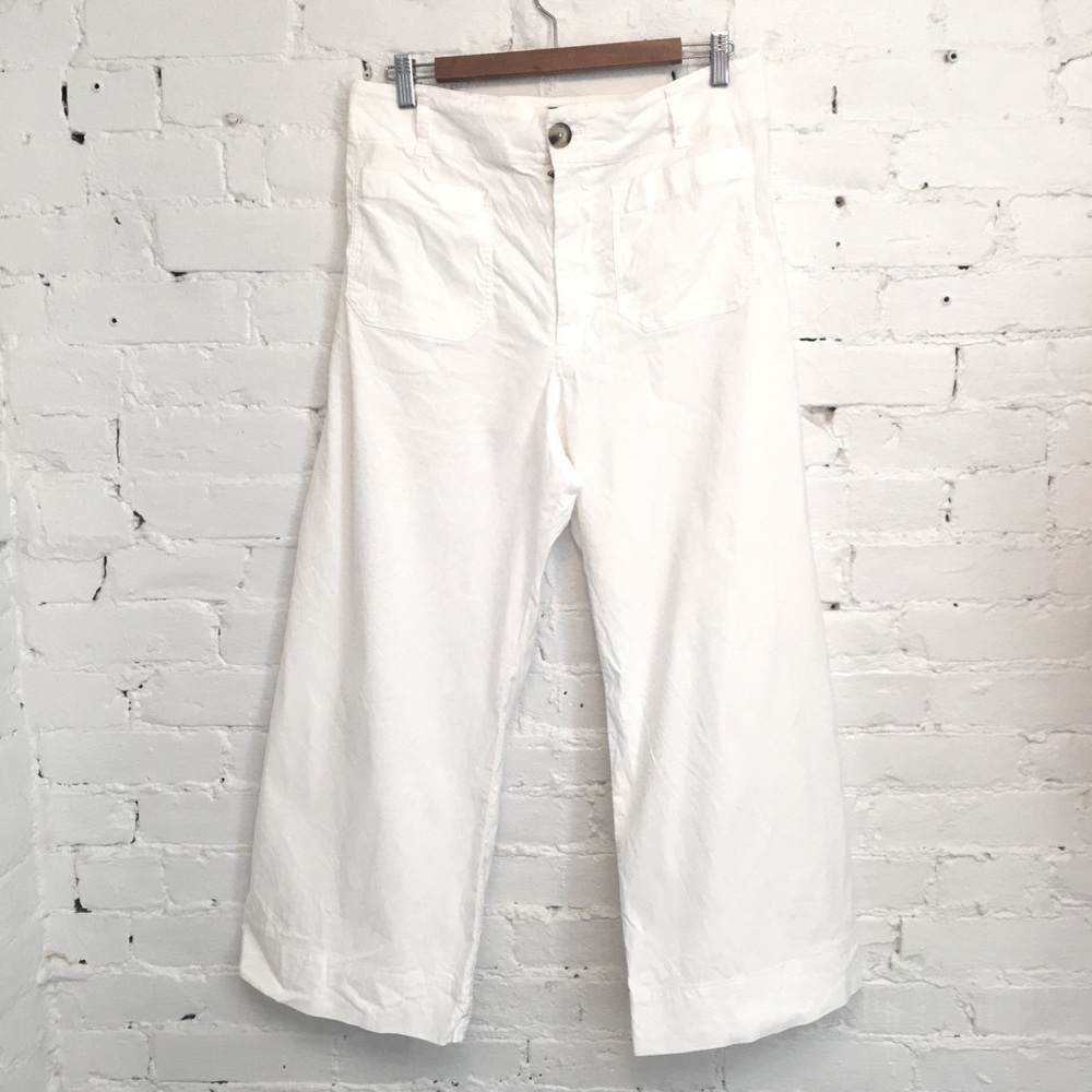 Maeve Anthropologie cropped Colette pants white cotton blend size 32